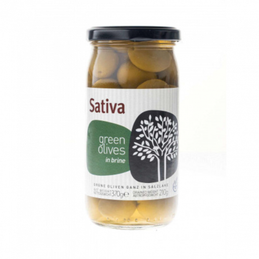 Оливки зелені цілі в розсолі 370г ТМ Sativa