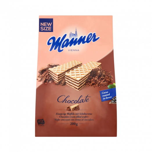 Вафли Chocolate с шоколадным кремом 200г TM Manner