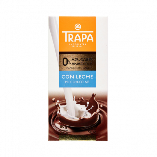 Шоколад молочний без цукру 0% 80г TM TRAPA