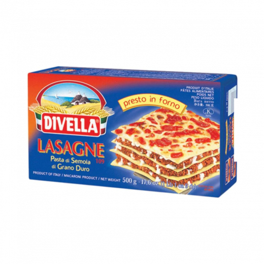 Пласты для лазаньи Lasagne semola 500г ТМ Divella