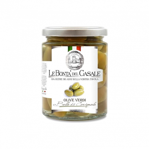 Оливки зелені Le Bonta' del Casale Белла ді Черіньйола в розсолі 314мл