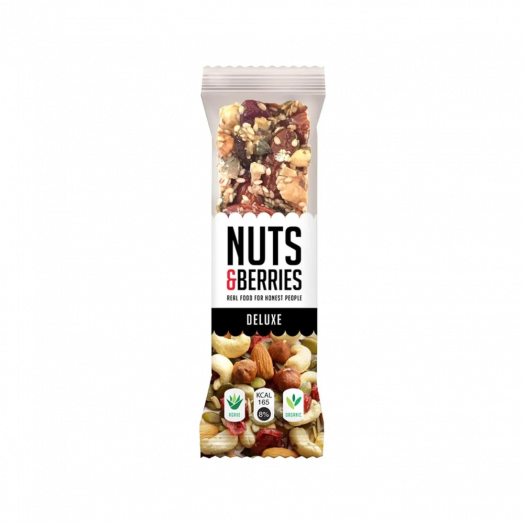 Батончик ореховый с клюквой и семенами органический 40г Nuts&Berries