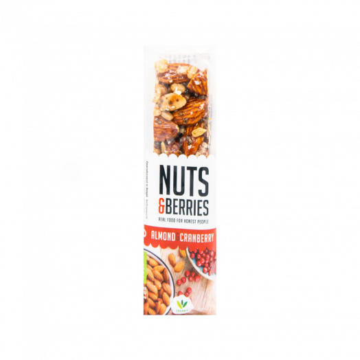 Батончик горіховий з мигдалем та журавлиною органічний 30г Nuts&Berries