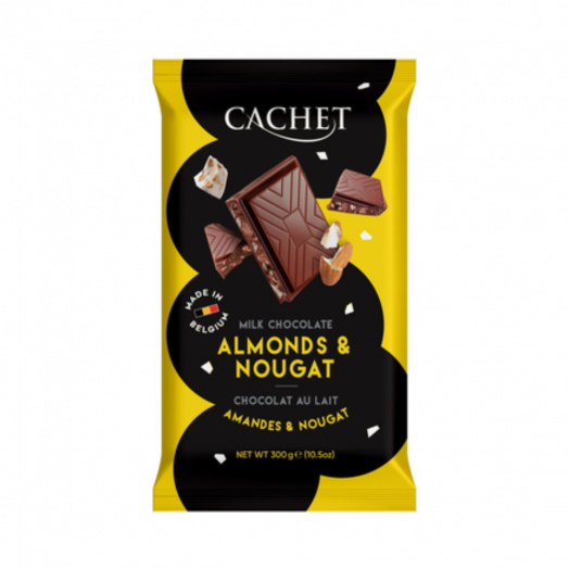 Шоколад молочний Almonds & Nougat 300г TM Cachet