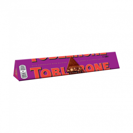 Шоколад Toblerone с медово-миндальной нугой, изюмом и измельченными орехами 100г