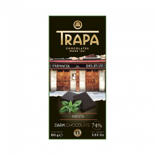 Шоколад Trapa Choco Dark 74% черный мятный 100г