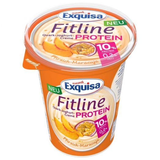 Крем йогурт "Fitline" протеїновий персик-маракуя 10% 400г TM Exquisa