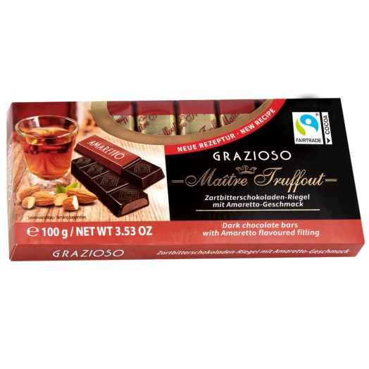 Шоколад чорний Grazioso з кремовим наповненням Амаретто 100г ТМ Maіtre Truffout 