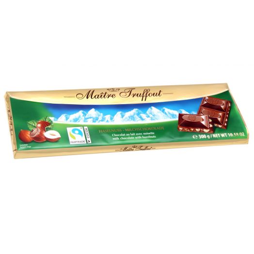 Шоколад молочний з лісовим горіхом 300г ТМ Maіtre Truffout 
