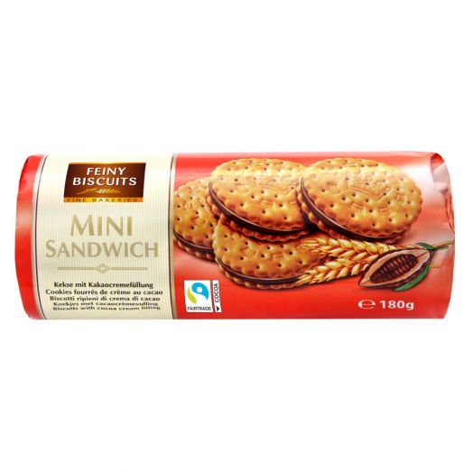 Печенье Мини сэндвич с какао-кремовой начинкой 180г ТМ Feiny Biscuits