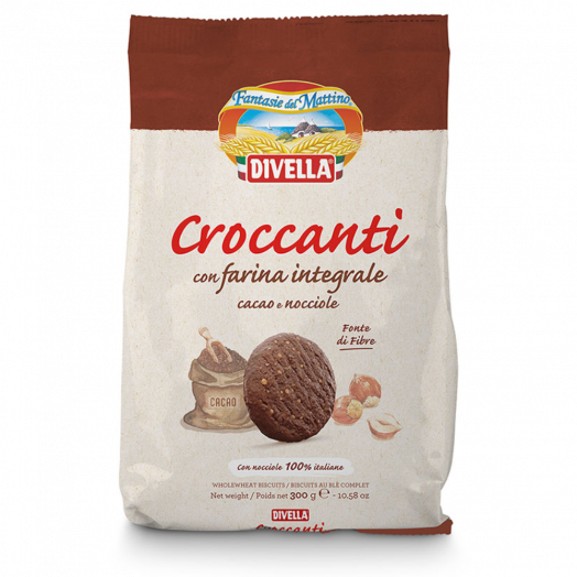 Печенье Croccanti integrali Cacao e Nocciola 300г TM Divella