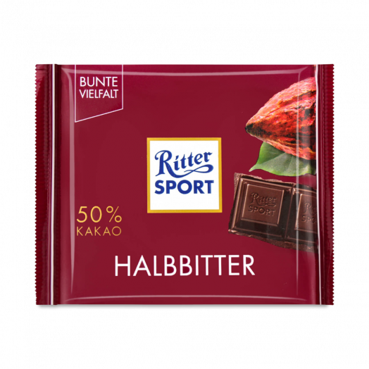 Шоколад 50% Dark Chocolate Halbbitter 100г TM Ritter Sport