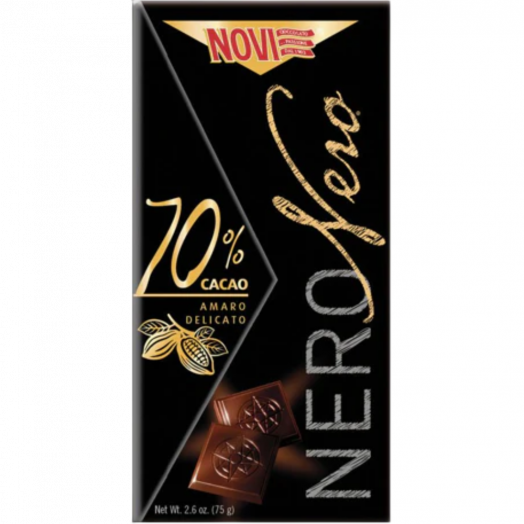 Шоколад Nero чорний 70% какао 75г ТМ Novi