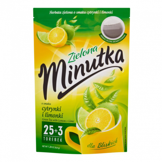Чай зелений зі смаком лимона та лайма (25+3пак) TM Minutka