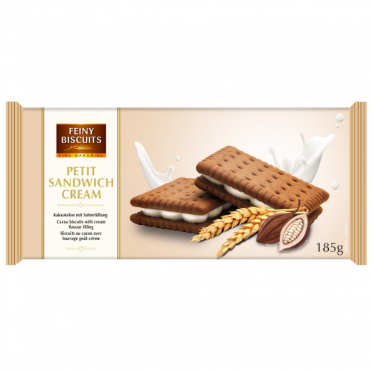 Печенье-сэндвич шоколадное с шоколадной начинкой 185г ТМ Feiny Biscuits
