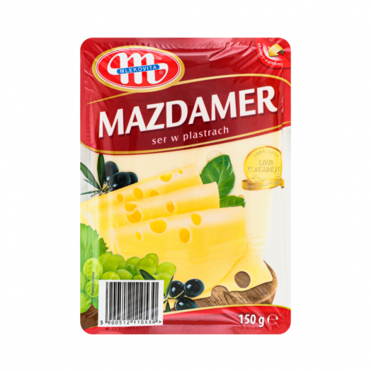 Сыр твердый сычужный Маздамер 45% 150г TM Mlekovita