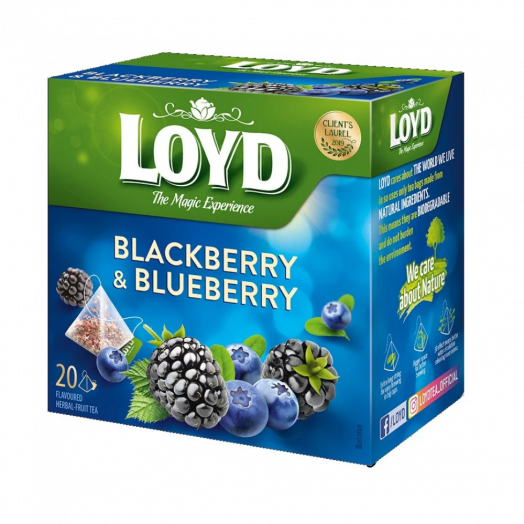 Чай ягідний Blackberry & Blueberry Ожина і Лохина 40г (20 пірамідок) ТМ Loyd