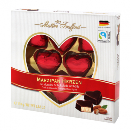 Цукерки марципанові у темному шоколаді Сердце 110г TM Maître Truffout