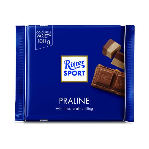 Шоколад Ritter Sport молочний з праліновою начинкою 100г