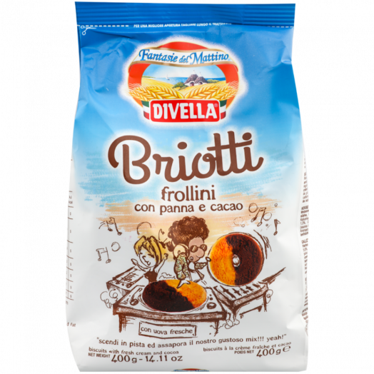 Печенье Briotti con panna e cacao 350г TM Divella