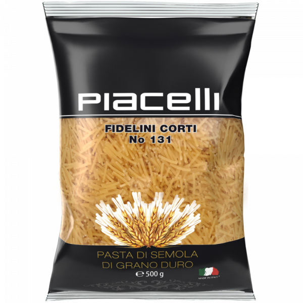 Макарони Фіделіні корті з твердих сортів пшениці №131 500г ТМ Piacelli