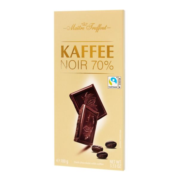 Шоколад чорний 70% з кавою 100г ТМ Maitre Truffout